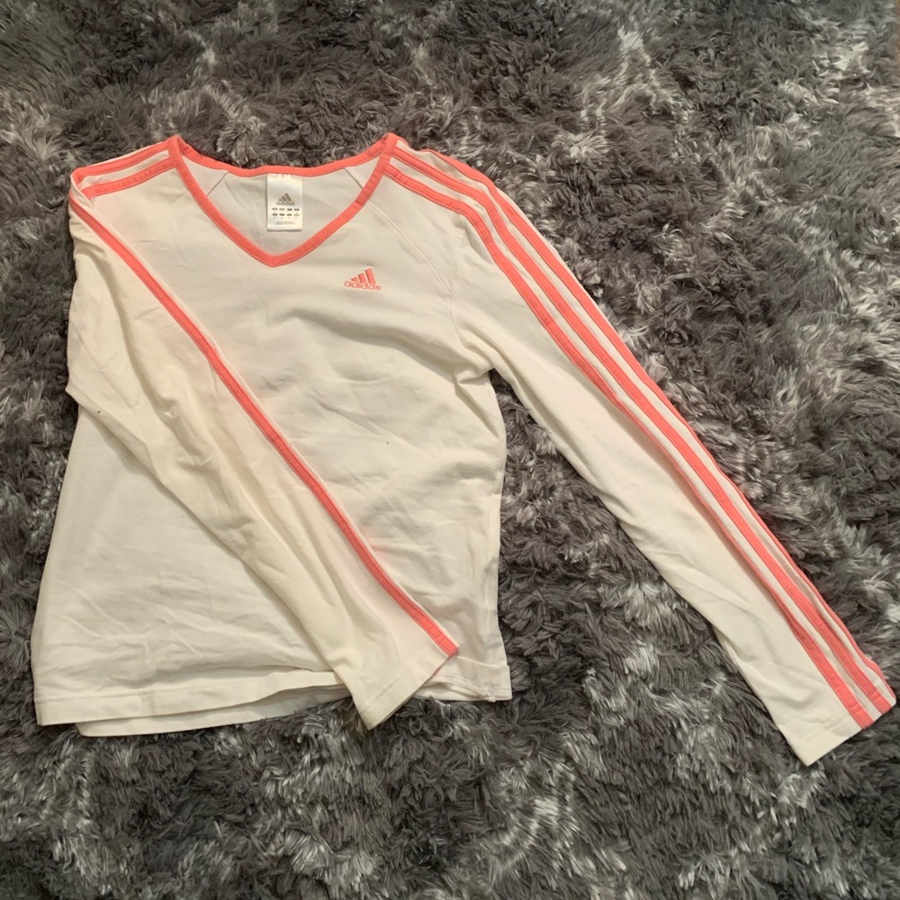 Adidas || Pink&White Long Sleeve Top